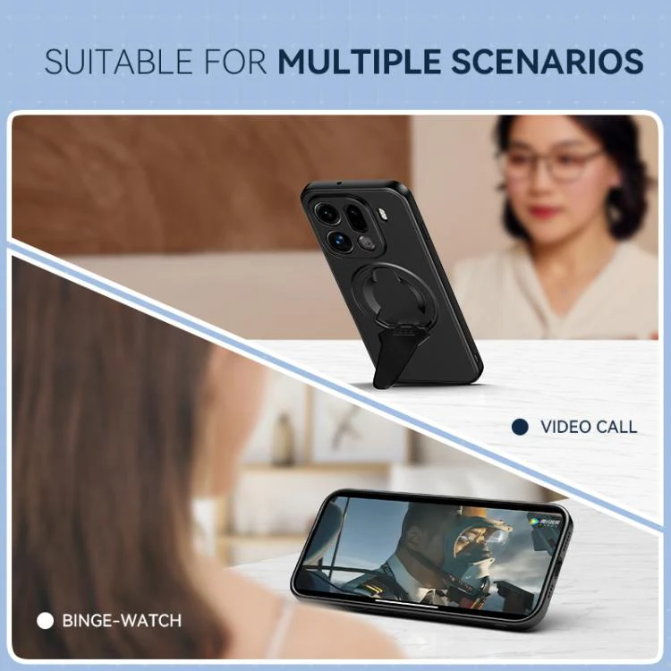[Magsafe Compatible] OPPO Find X9/Pro - Foldable Matte Magnetic Stand Full-Cover Shockproof Case - Image 6
