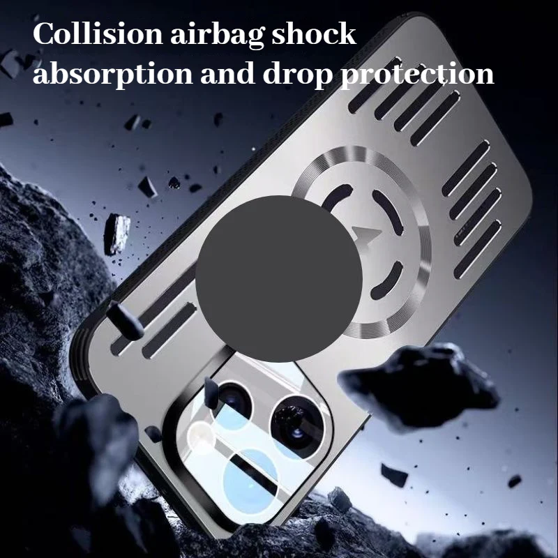 [Magsafe Compatible] OPPO Reno15 Pro Metal Matte Magnetic Hollow Cooling Case - Image 3