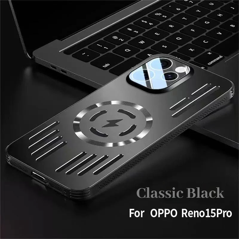 [Magsafe Compatible] OPPO Reno15 Pro Metal Matte Magnetic Hollow Cooling Case - Image 6