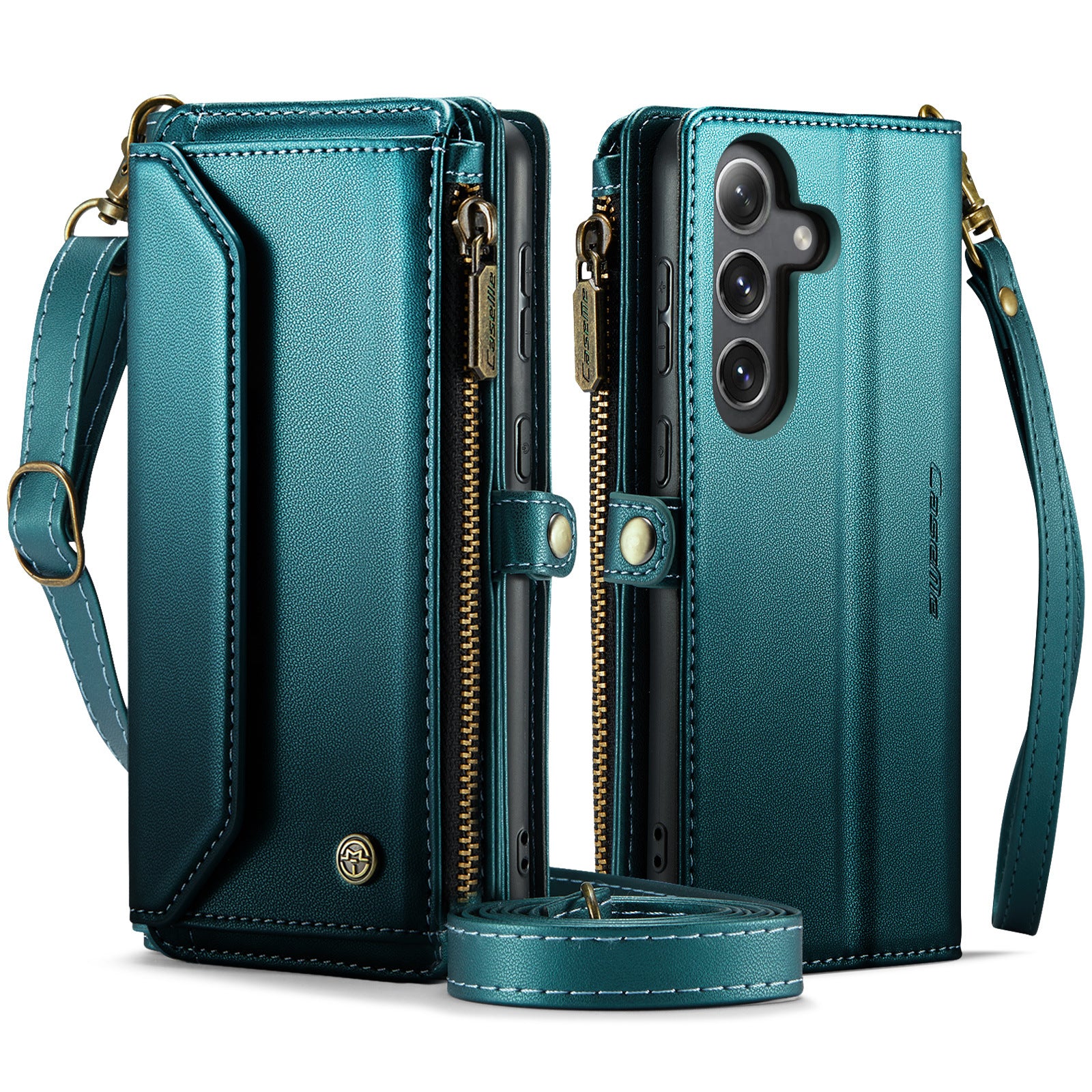[Magsafe Compatible] Samsung Galaxy A36 (SM-A366) - Zipper Style Crossbody PU Leather Wallet Series Stand Case With Lanyard - Image 4