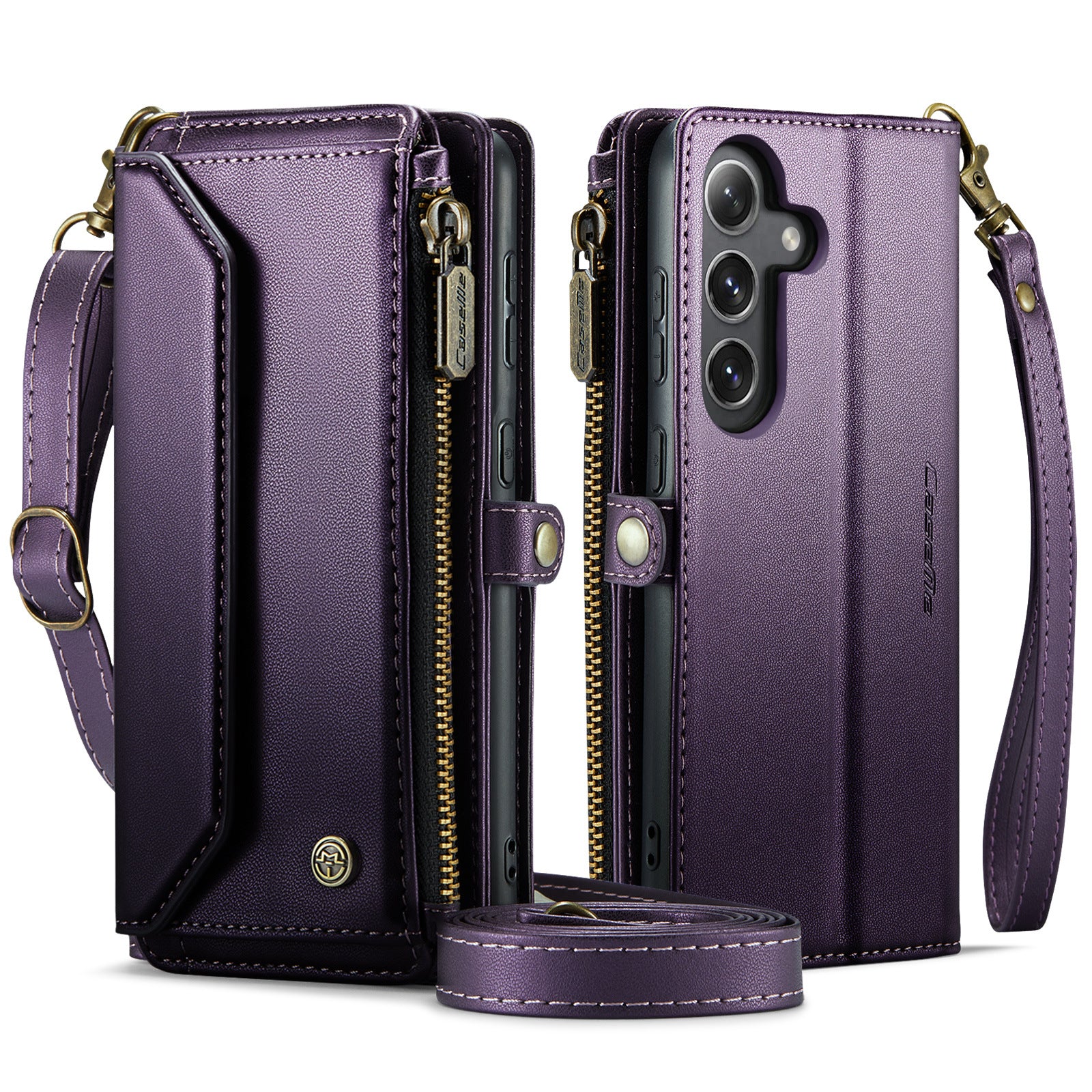 [Magsafe Compatible] Samsung Galaxy A36 (SM-A366) - Zipper Style Crossbody PU Leather Wallet Series Stand Case With Lanyard - Image 5