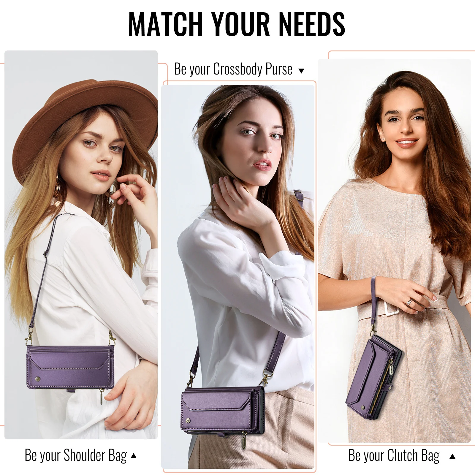 [Magsafe Compatible] Samsung Galaxy A36 (SM-A366) - Zipper Style Crossbody PU Leather Wallet Series Stand Case With Lanyard - Image 9