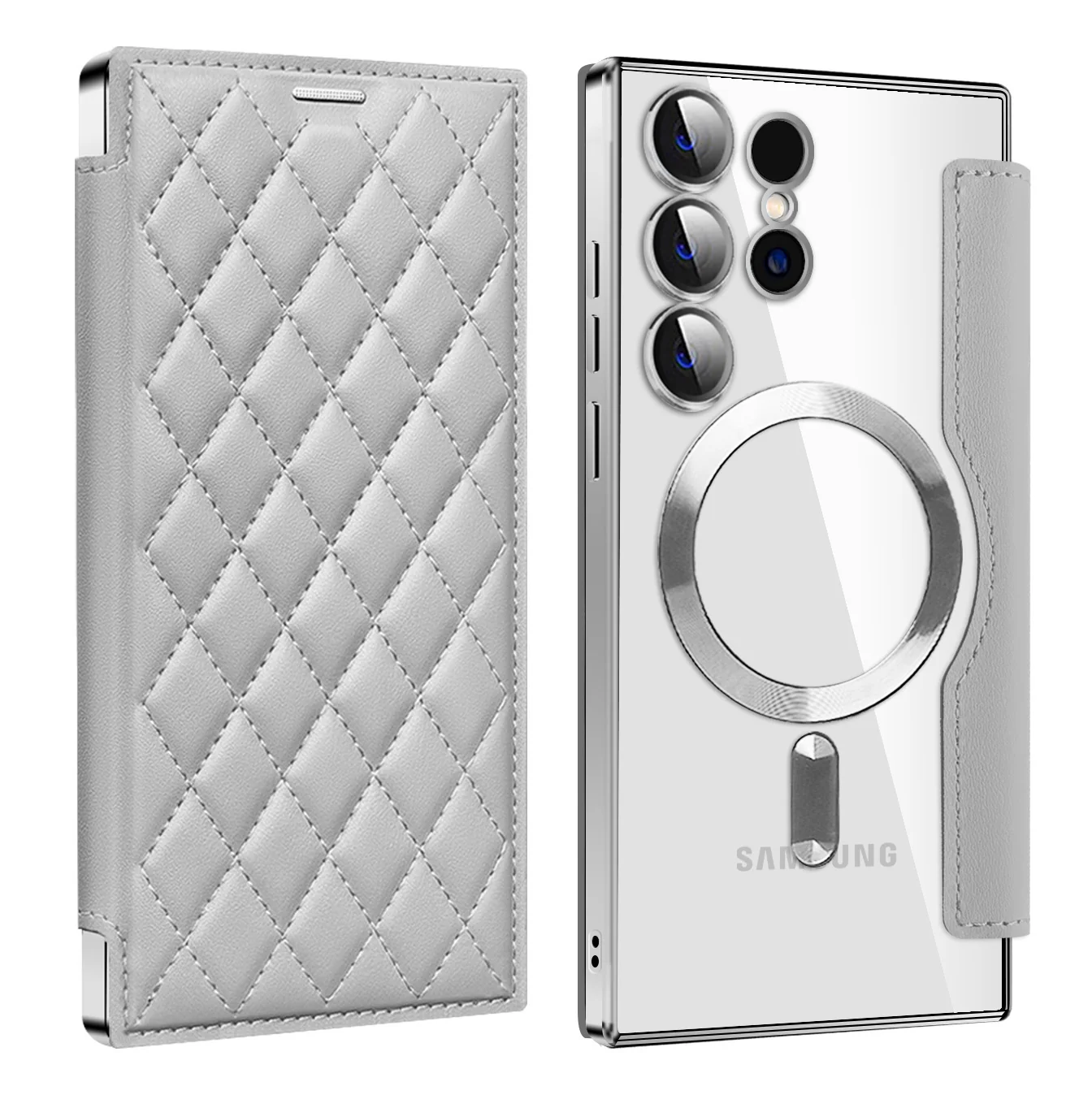 [Magsafe Compatible] Samsung Galaxy S24/Ultra/FE/Plus High-End Leather Full Coverage Shockproof Flip Wallet Series Case With Lens Film - Image 10