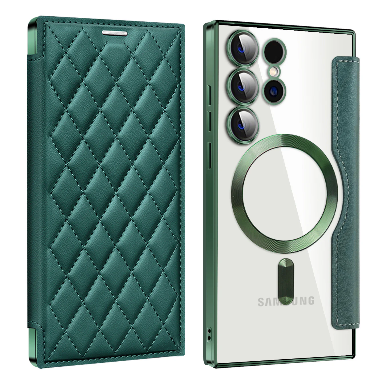 [Magsafe Compatible] Samsung Galaxy S24/Ultra/FE/Plus High-End Leather Full Coverage Shockproof Flip Wallet Series Case With Lens Film - Image 11