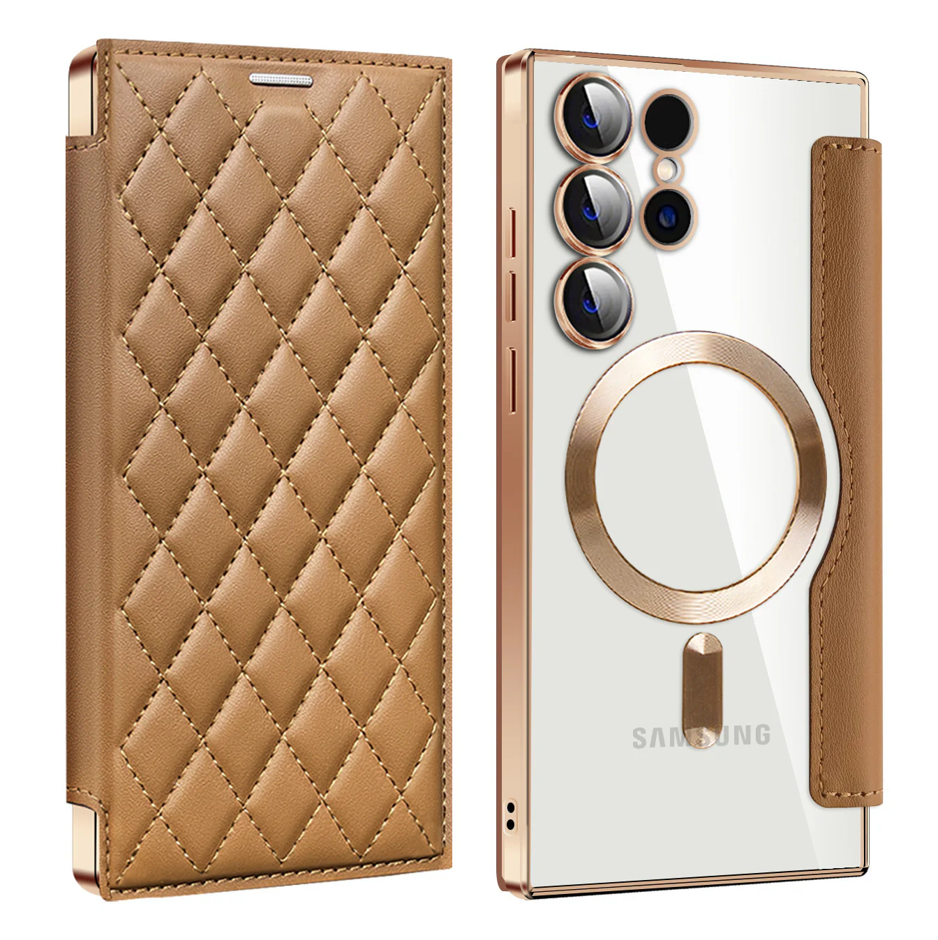 [Magsafe Compatible] Samsung Galaxy S24/Ultra/FE/Plus High-End Leather Full Coverage Shockproof Flip Wallet Series Case With Lens Film - Image 14