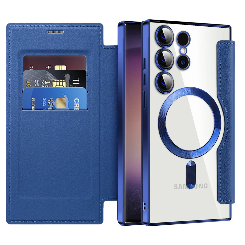 [Magsafe Compatible] Samsung Galaxy S24/Ultra/FE/Plus High-End Leather Full Coverage Shockproof Flip Wallet Series Case With Lens Film - Image 5