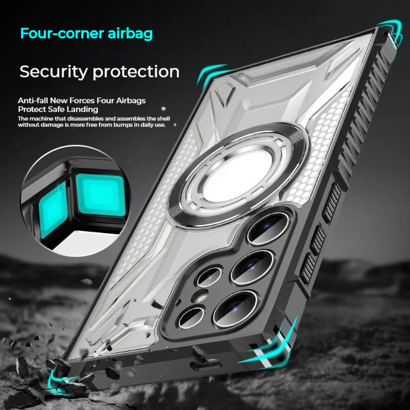 [Magsafe Compatible] Samsung Galaxy A24 / A25 5G / A34 5G - Full Coverage Transparent  Military Grade Magnetic Shockproof Heavy Duty Series Case - Image 10