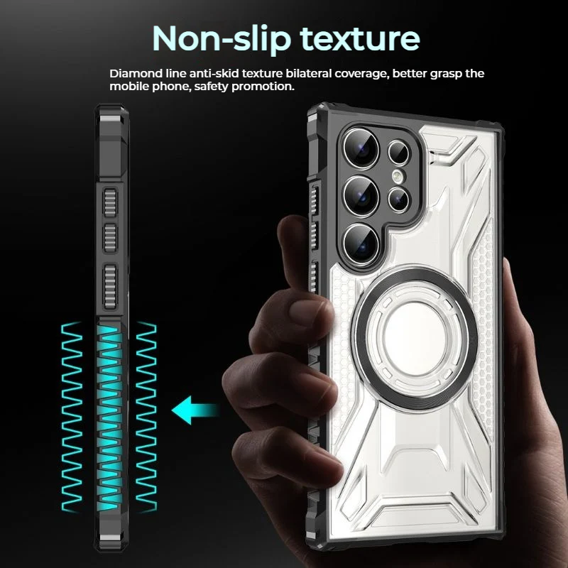 [Magsafe Compatible] Samsung Galaxy A24 / A25 5G / A34 5G - Full Coverage Transparent  Military Grade Magnetic Shockproof Heavy Duty Series Case - Image 6
