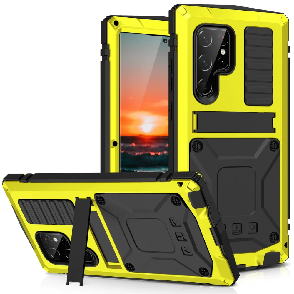 [Magsafe Compatible] Samsung Galaxy S22/Plus/Ultra - Metal Full Coverage Waterproof Heavy Duty Series Case With Stand - Image 5