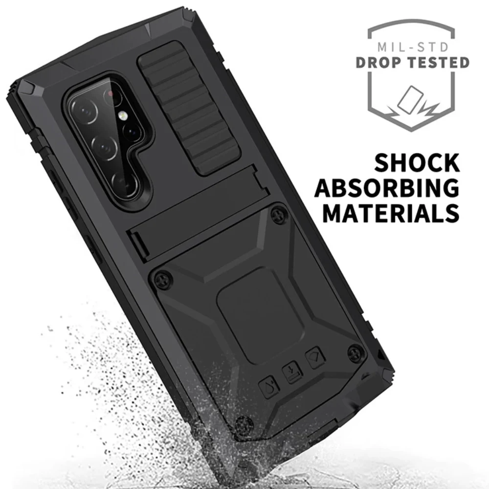 [Magsafe Compatible] Samsung Galaxy S22/Plus/Ultra - Metal Full Coverage Waterproof Heavy Duty Series Case With Stand - Image 6