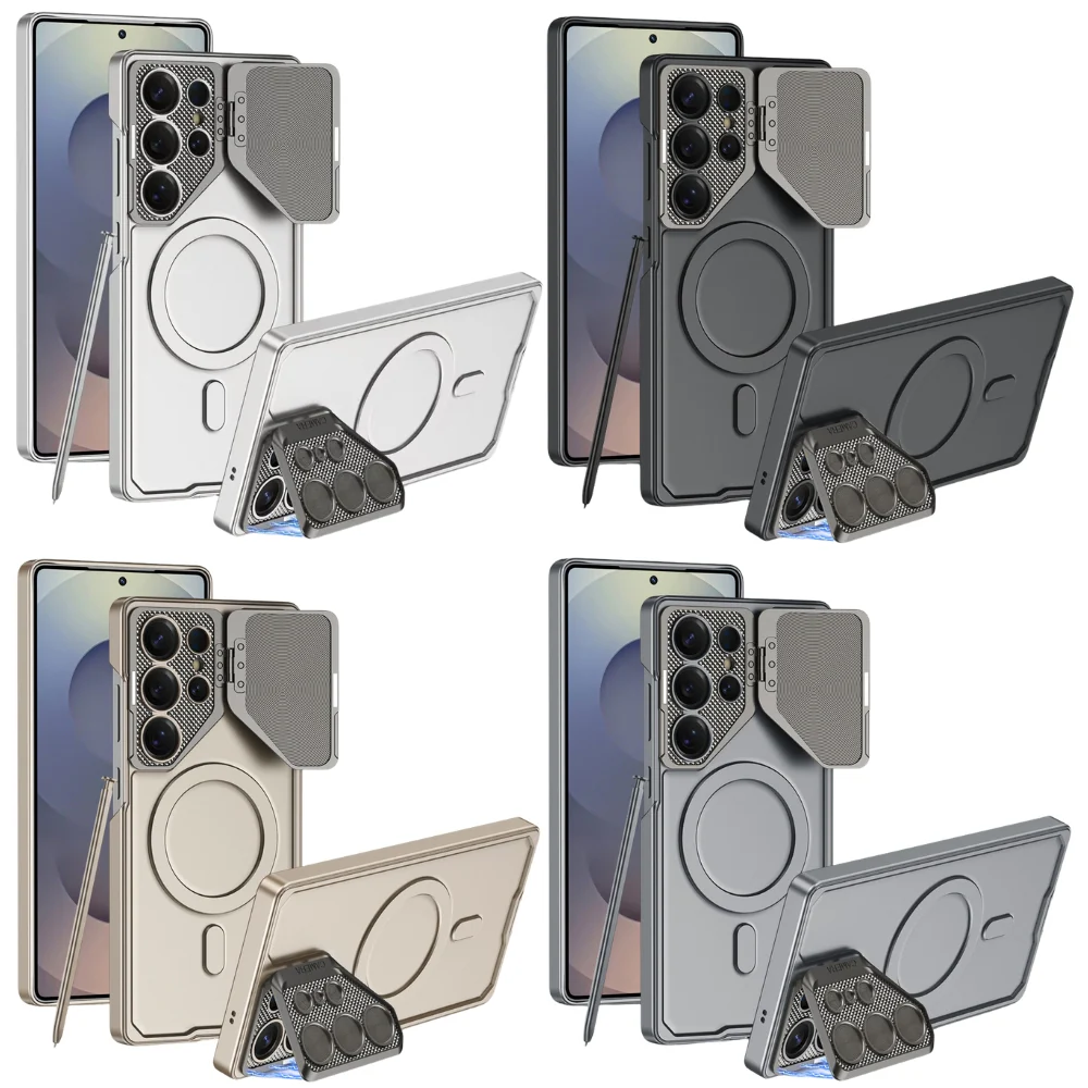 [Magsafe Compatible] Samsung Galaxy S24 Ultra 5G (SM-S928) - Metal Lens Protection Shockproof Kickstand Series Case - Image 2