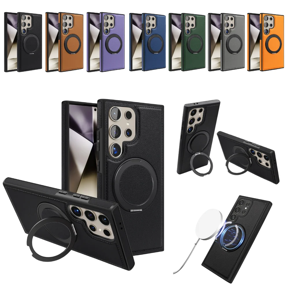 [Magsafe Compatible] Samsung Galaxy S25/Plus/Ultra - Business PU Leather 360 - Degree Rotatable Stand Case - Image 2