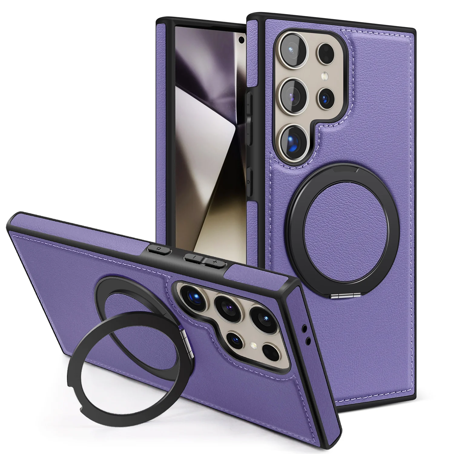 [Magsafe Compatible] Samsung Galaxy S25/Plus/Ultra - Business PU Leather 360 - Degree Rotatable Stand Case - Image 3
