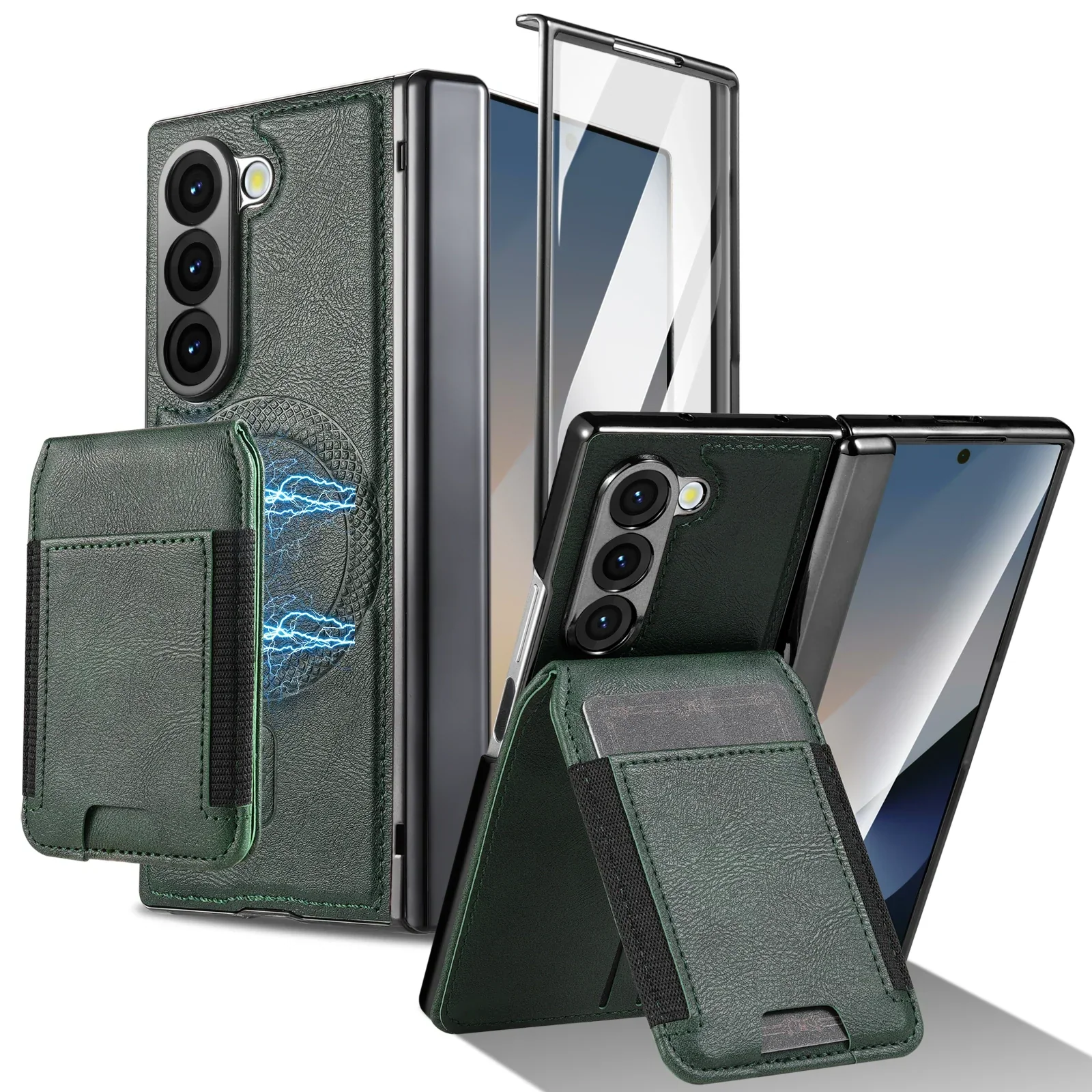 [Magsafe Compatible][With Card Holder] Samsung Galaxy Z Fold7 Foldable Leather Stand Case with Screen Protector - Image 10
