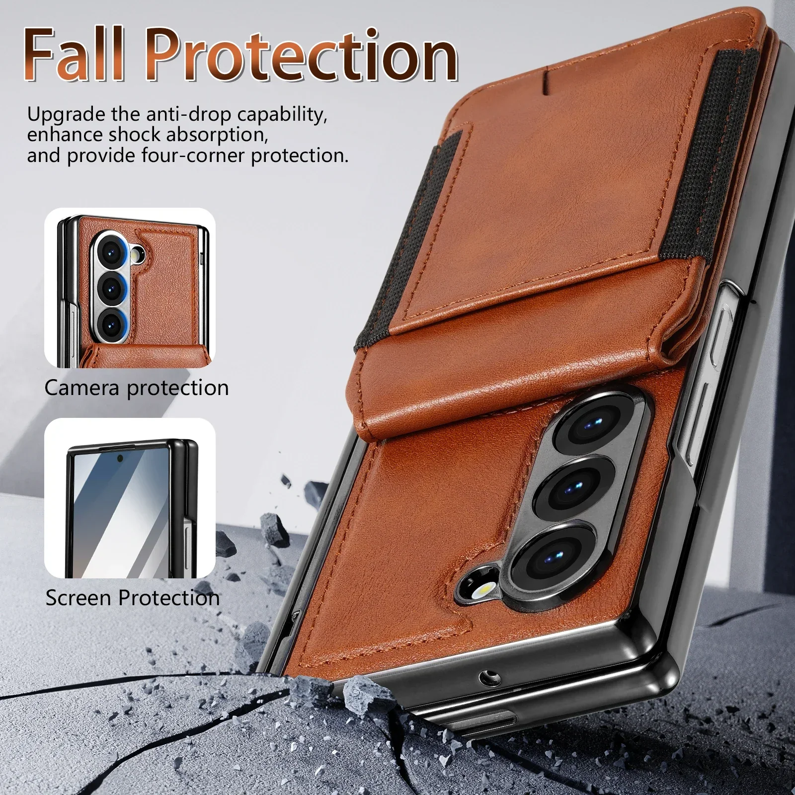 [Magsafe Compatible][With Card Holder] Samsung Galaxy Z Fold7 Foldable Leather Stand Case with Screen Protector - Image 7