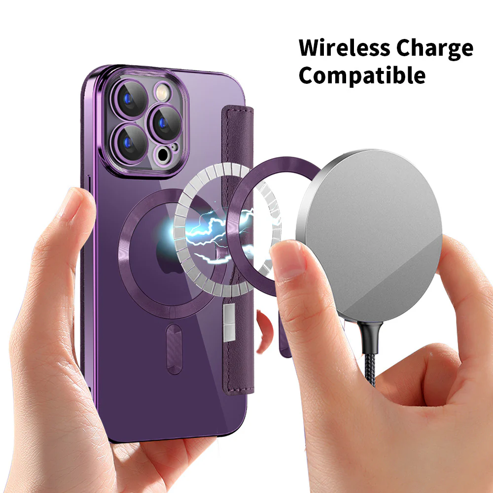 [Magsafe Compatible][With Card Slot] Apple iPhone 13/Pro/Pro Max High-End Leather Full Coverage Shockproof Flip Wallet Series Case With Lens Film - Image 4