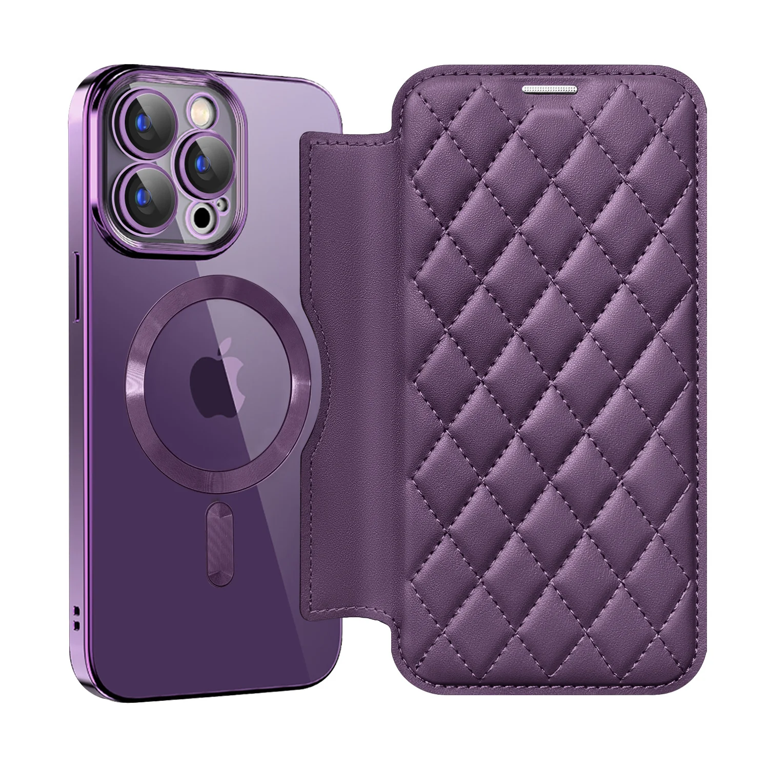 [Magsafe Compatible][With Card Slot] Apple iPhone 13/Pro/Pro Max High-End Leather Full Coverage Shockproof Flip Wallet Series Case With Lens Film - Image 9
