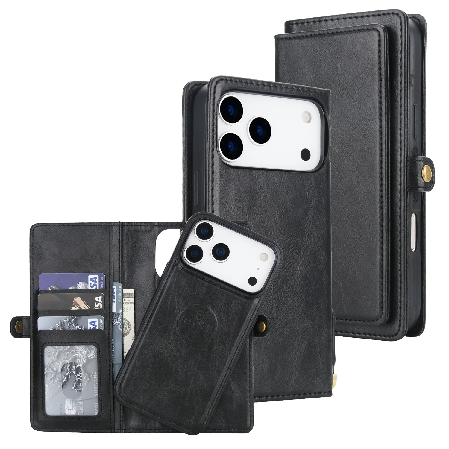 [Magsafe Compatible][With Card Slot] Apple iPhone 17/Air/Pro/Max Detachable PU Leather Flip Wallet Shockproof Case - Image 2