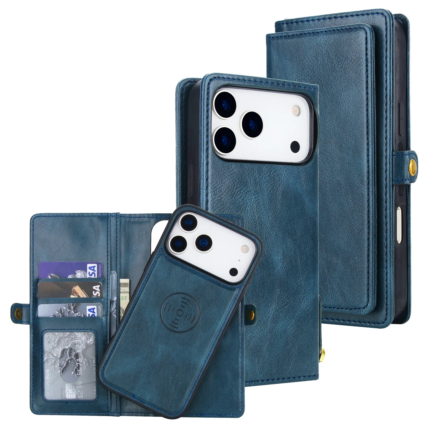 [Magsafe Compatible][With Card Slot] Apple iPhone 17/Air/Pro/Max Detachable PU Leather Flip Wallet Shockproof Case - Image 4