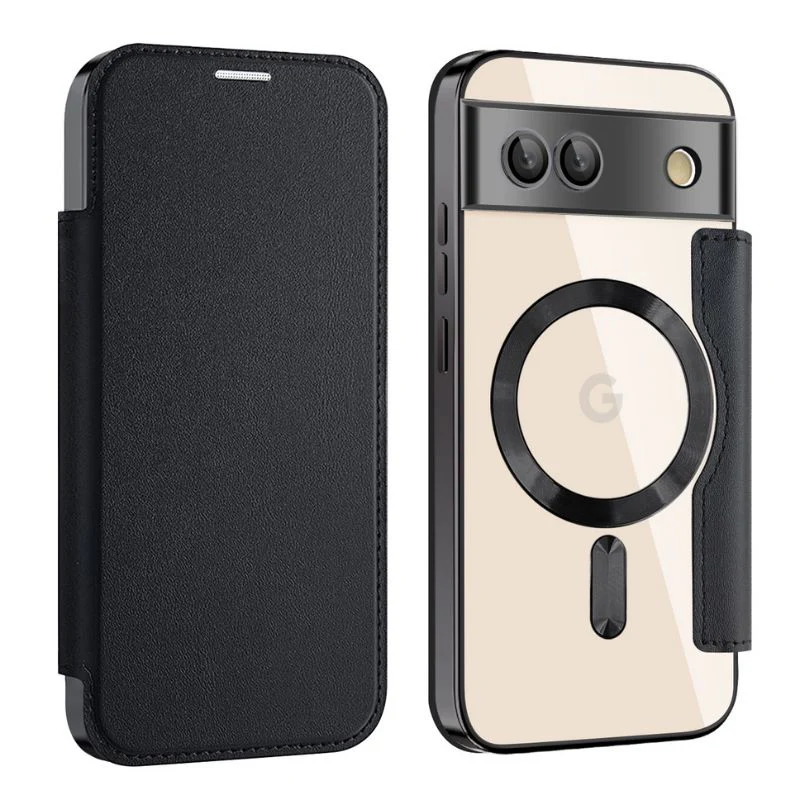 [Magsafe Compatible][With Card Slot] Google Pixel 10/Pro/XL - Electroplated Transparent Magnetic Flip Leather Essentials Series Case - Image 5