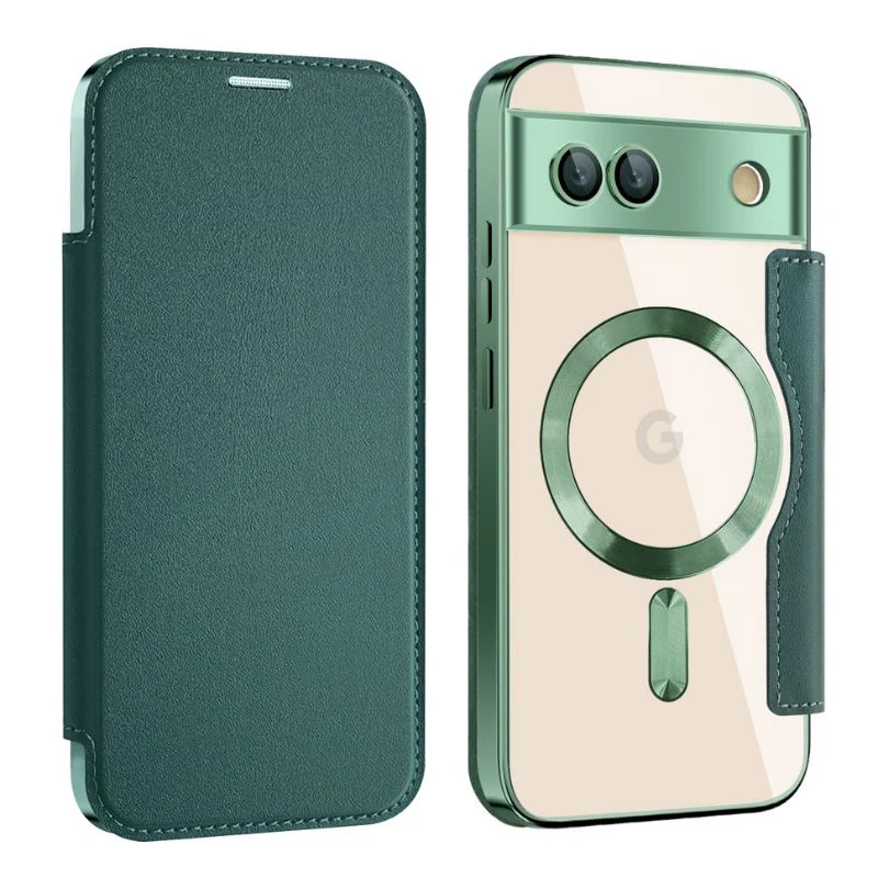 [Magsafe Compatible][With Card Slot] Google Pixel 10/Pro/XL - Electroplated Transparent Magnetic Flip Leather Essentials Series Case - Image 6