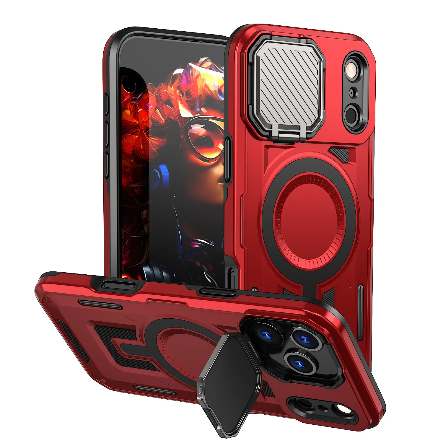[Magsafe Compatible][With Lens Cover] Apple iPhone 17 Pro/Pro Max Heavy Duty Stand Phone Case - Image 12