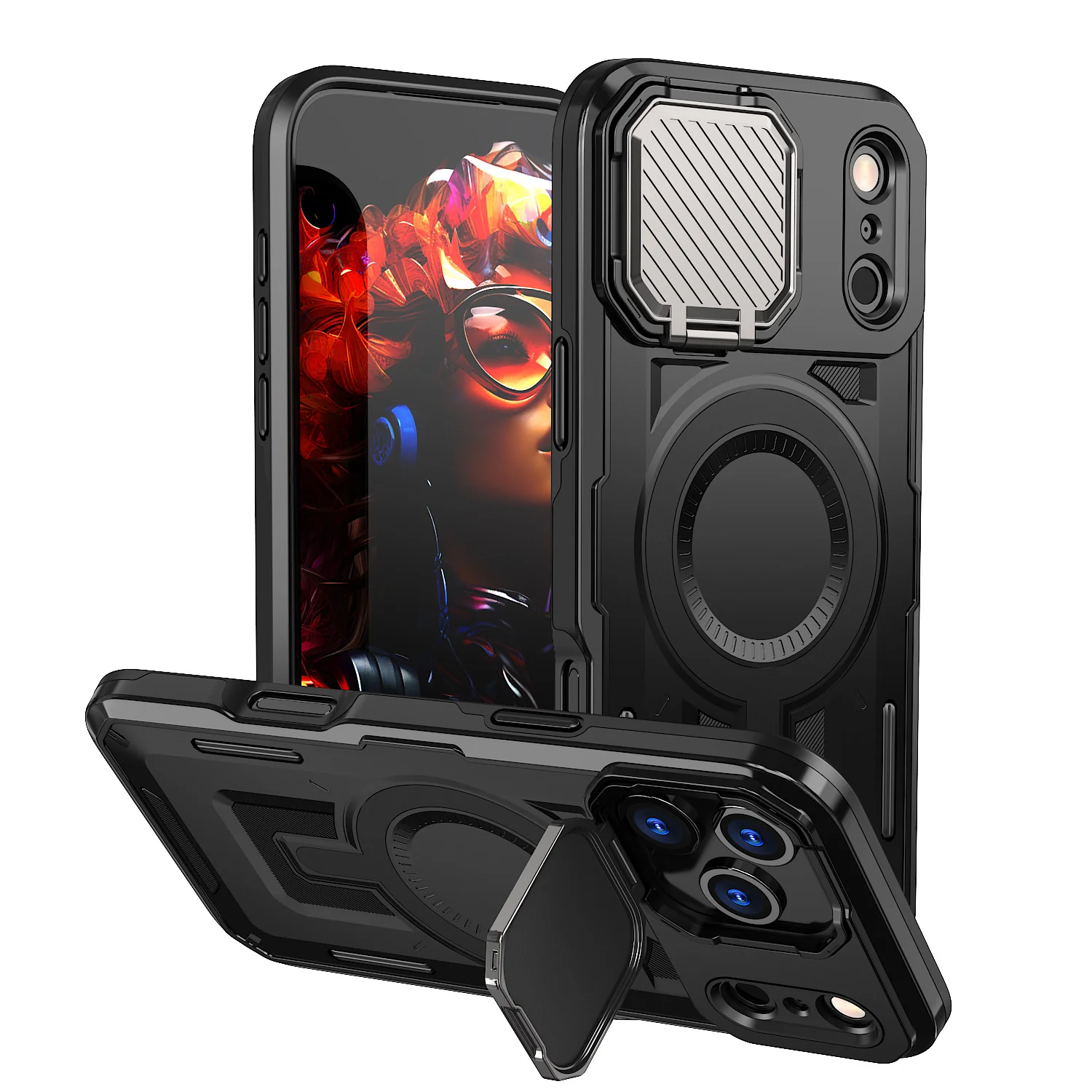 [Magsafe Compatible][With Lens Cover] Apple iPhone 17 Pro/Pro Max Heavy Duty Stand Phone Case - Image 13