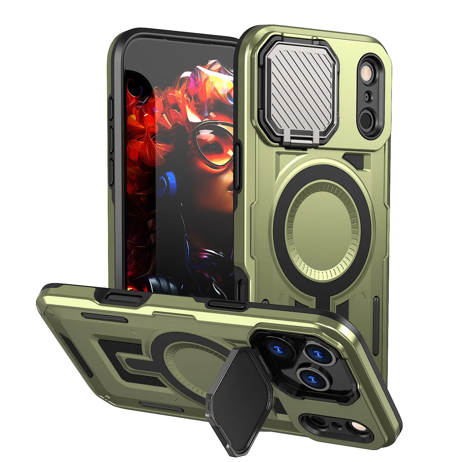 [Magsafe Compatible][With Lens Cover] Apple iPhone 17 Pro/Pro Max Heavy Duty Stand Phone Case - Image 7