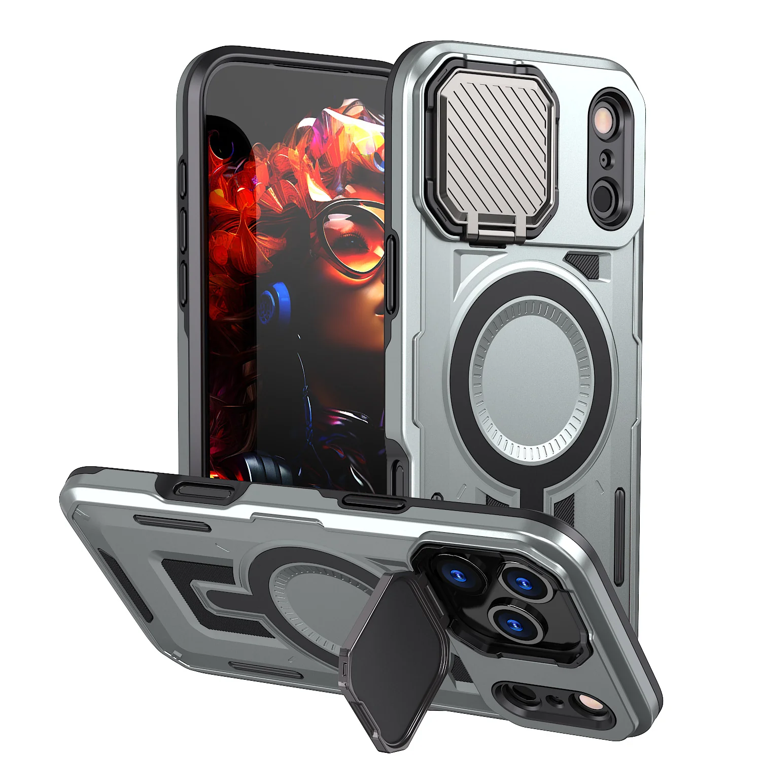 [Magsafe Compatible][With Lens Cover] Apple iPhone 17 Pro/Pro Max Heavy Duty Stand Phone Case - Image 8