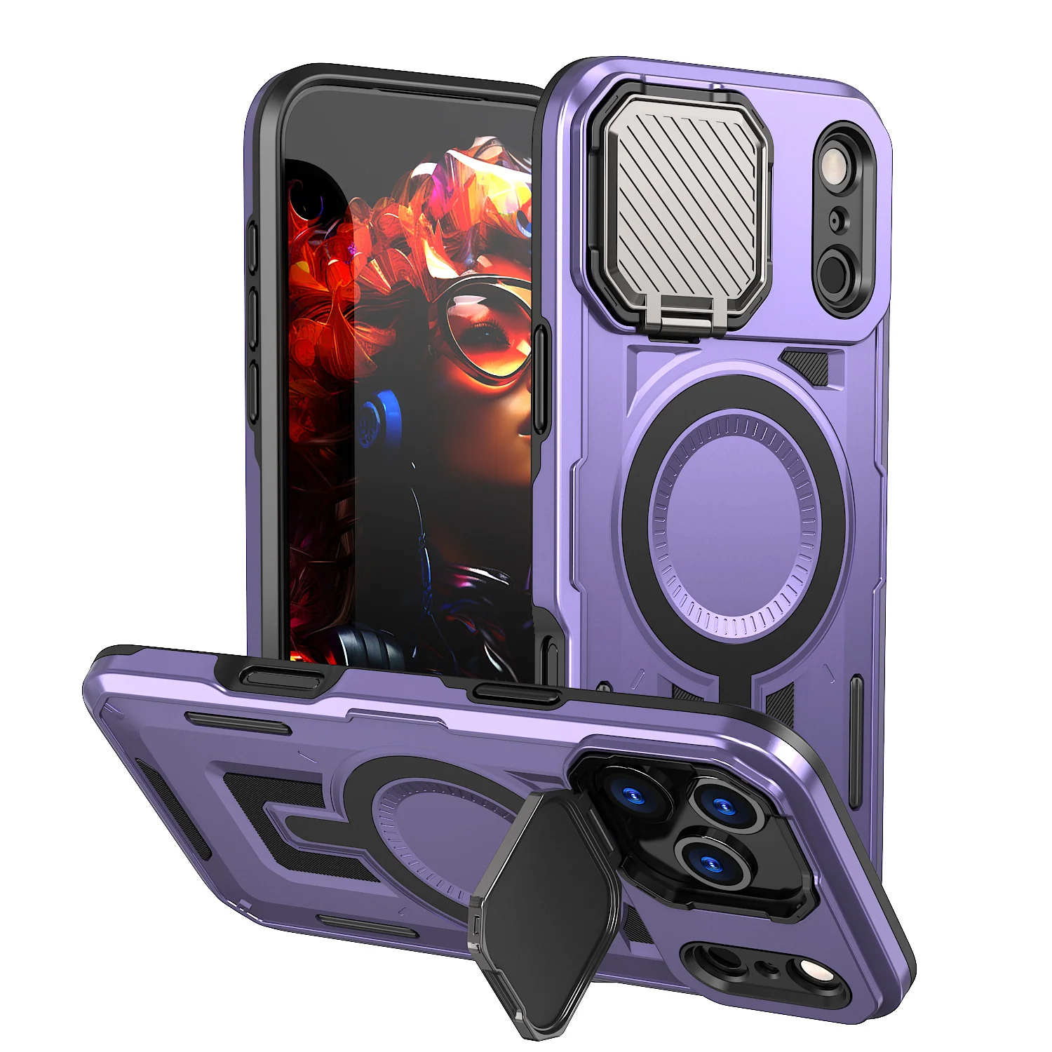 [Magsafe Compatible][With Lens Cover] Apple iPhone 17 Pro/Pro Max Heavy Duty Stand Phone Case - Image 9