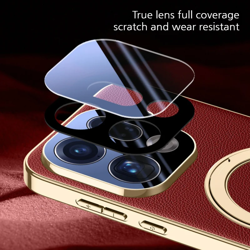 [Magsafe Compatible][With Metal Bracket] OPPO Find X9/Pro - PU Leather Full Coverage Shockproof Case - Image 5