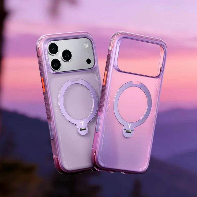 [Magsafe Compatible][Built-in Stand] Apple iPhone 17 Pro/Pro Max - TORRAS Acrylic Airbag Full-Body Shockproof Case