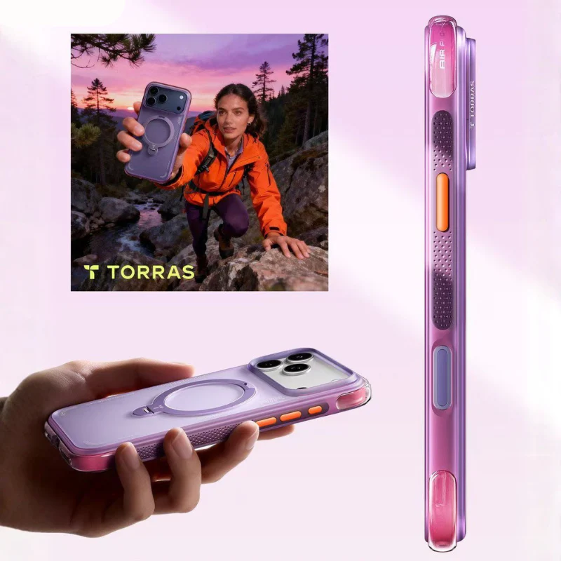 [Magsafe Compatible][Built-in Stand] Apple iPhone 17 Pro/Pro Max - TORRAS Acrylic Airbag Full-Body Shockproof Case - Image 6