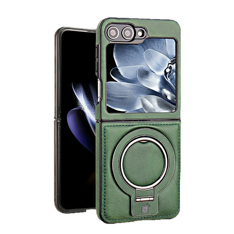 [Magsafe Compatible][Built-in Stand] Samsung Galaxy Z Flip5 SM-F731 - Business Casual Luxury Leather Stand Series Case - Image 6