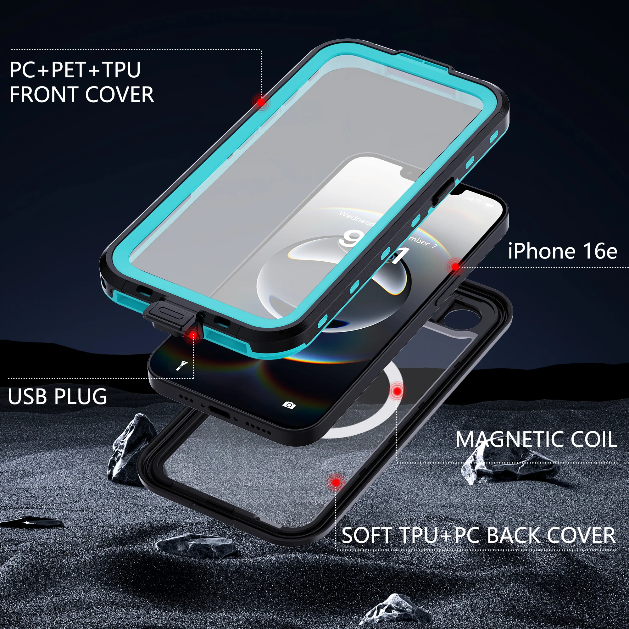 [MagSafe Compatible][Dot Series] Apple iPhone 16e & 17e Redpepper IP68 Waterproof Heavy Duty Tough Armor Case With Lanyard - Image 3
