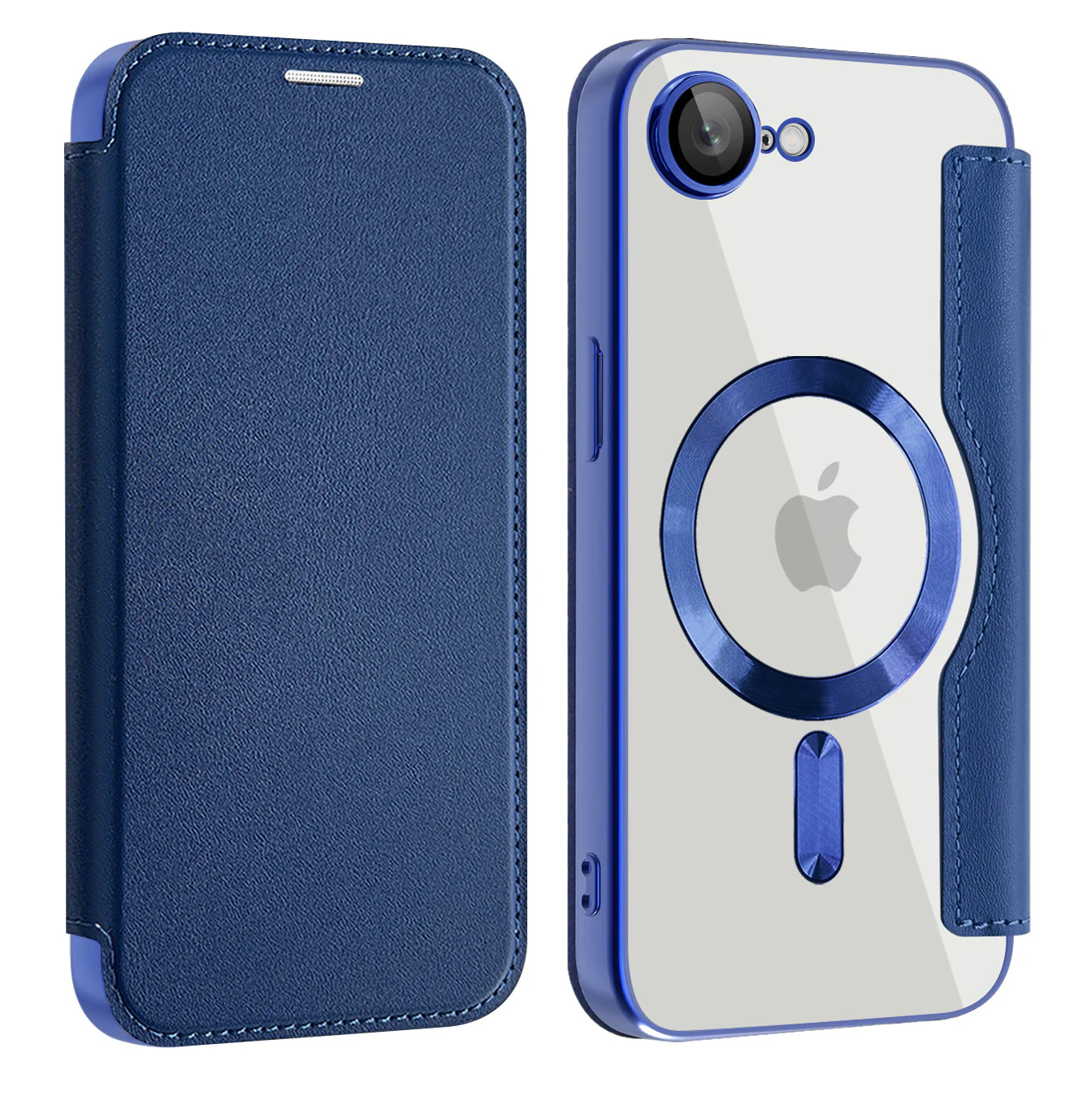 [Magsafe Compatible][With Card Slot] Apple iPhone 16e & 17e Golden Shield Magnetic Flip Leather Case