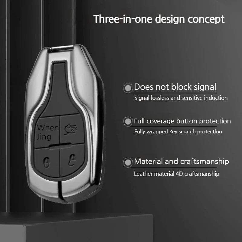 Maserati Zinc Alloy Luxury Car Key Fob Case for Cover Quattroporte, Ghibli, Levante, MC20 - Image 3