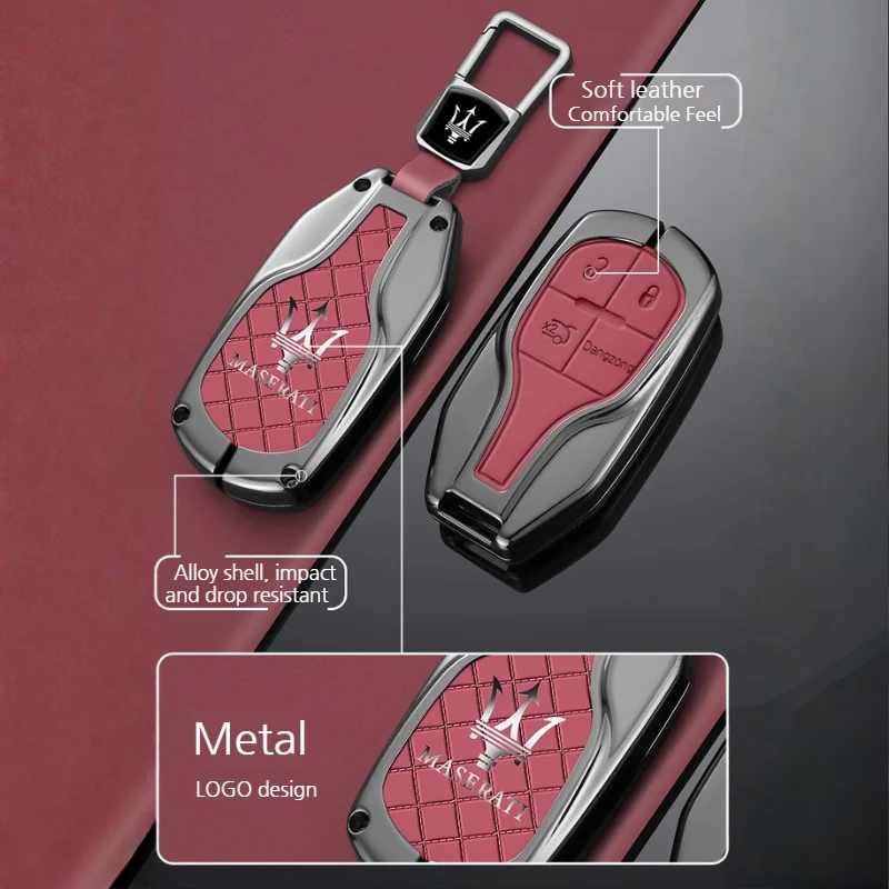 Maserati Zinc Alloy Luxury Car Key Fob Case for Cover Quattroporte, Ghibli, Levante, MC20 - Image 4