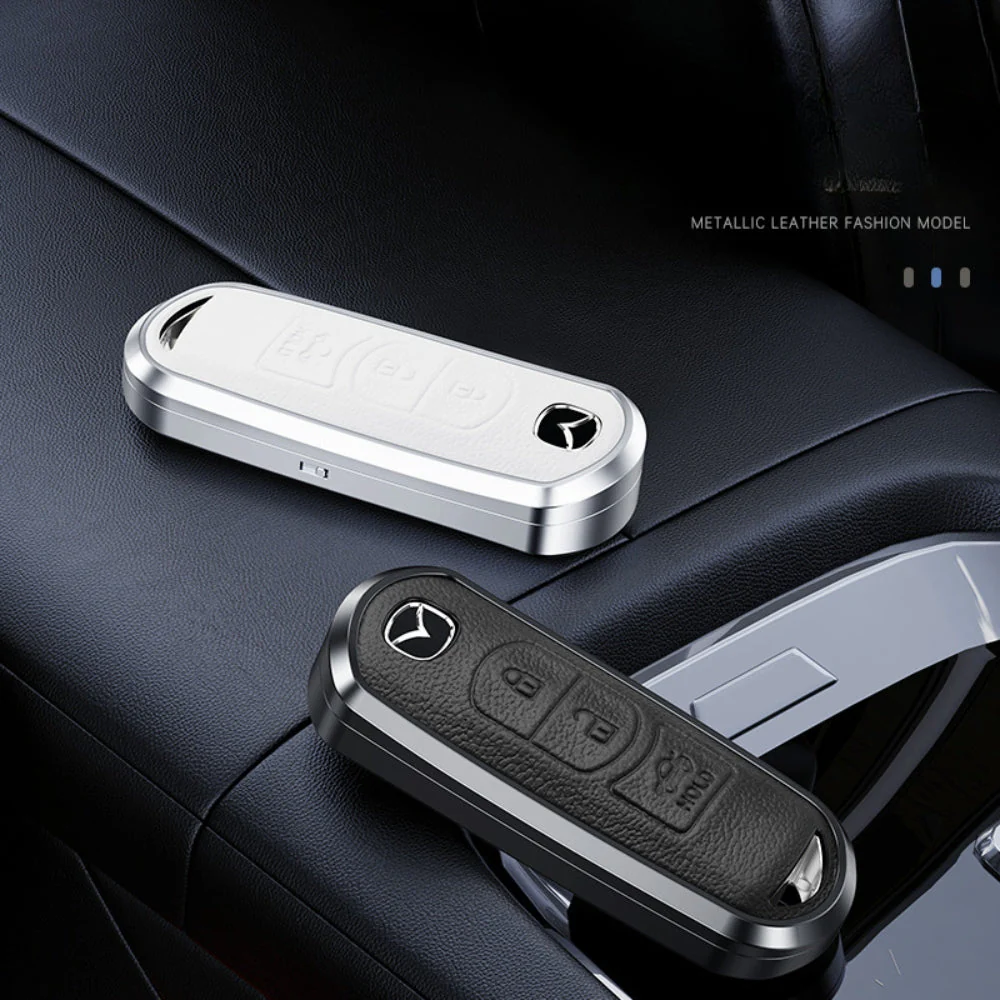 Mazda Aluminum Alloy Genuine Leather Car Key Fob Cover Case For MX-5, CX-5, CX-7, CX-9, Mazda 6 - Image 11