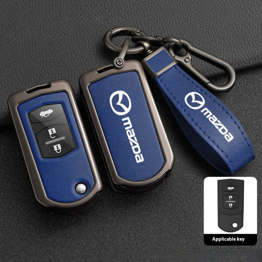 Mazda Zinc Alloy Leather Folding Car Key Fob Case Cover For Mazda 2, 3, 5, 6, CX-5, CX-7, CX-9, RX-8, MX-5 - Image 4