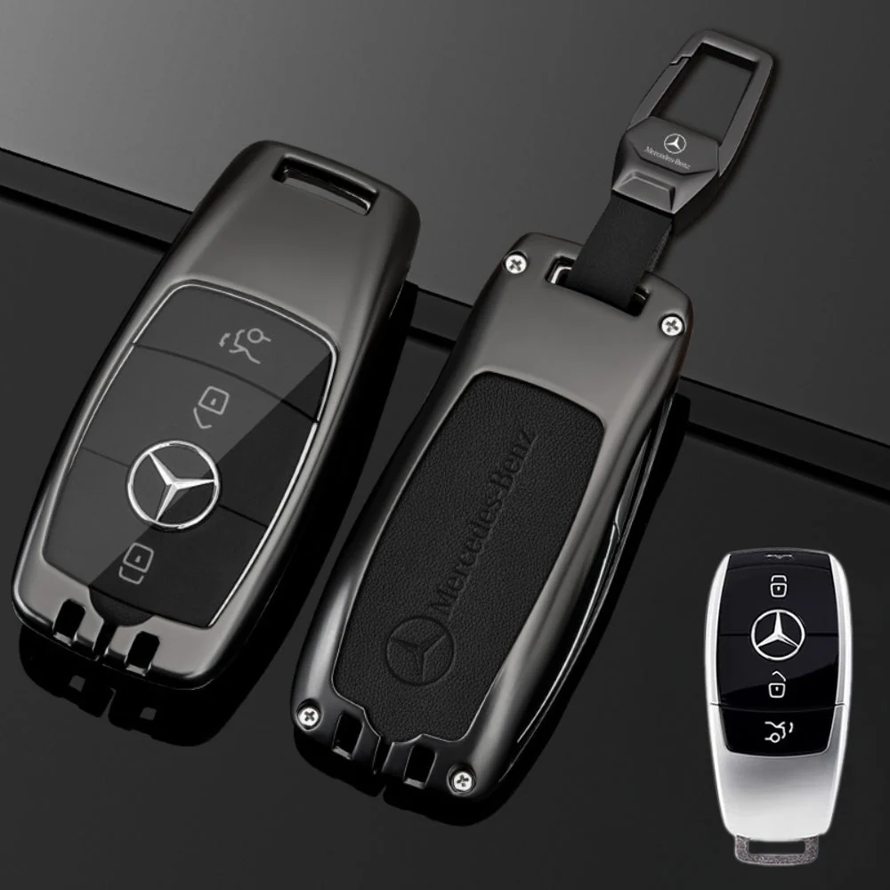 Mercedes Benz Alloy + Leather Protection Car Key Fob Case Cover For Benz A, B, C, E, S, G-Class, GLA, GLB, GLC, GLE, GLS, CLA, CLS, EQC - Image 2