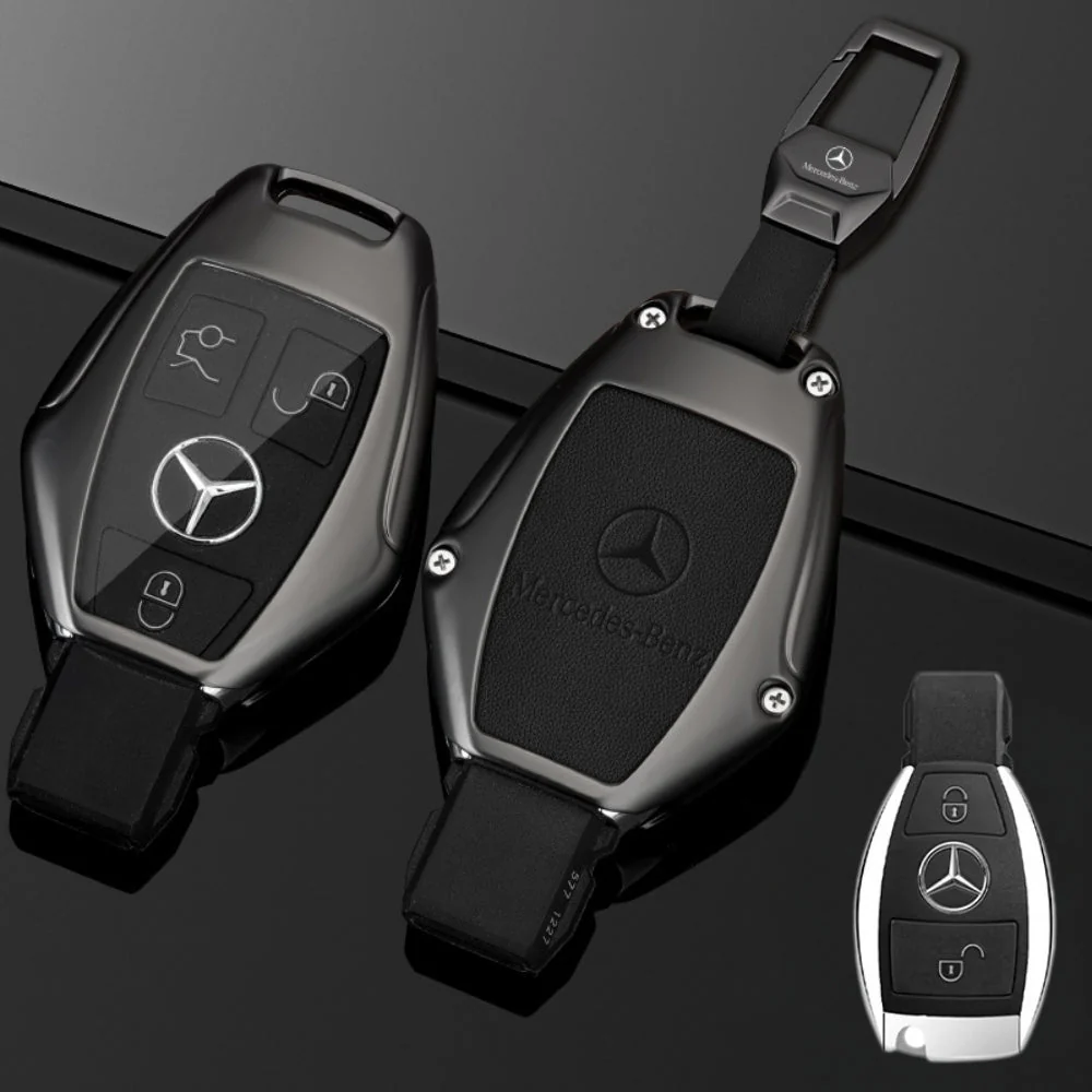 Mercedes Benz Alloy + Leather Protection Car Key Fob Case Cover For Benz A, B, C, E, S, G-Class, GLA, GLB, GLC, GLE, GLS, CLA, CLS, EQC - Image 4