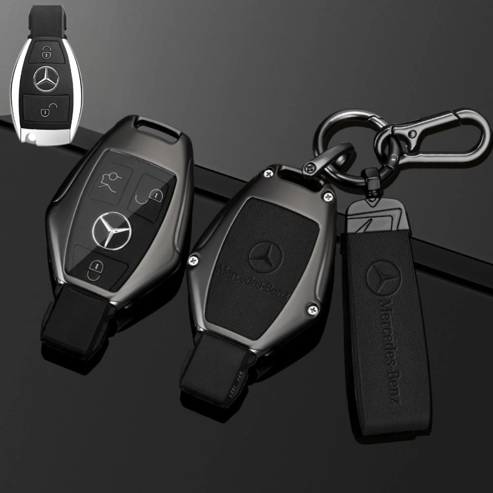 Mercedes Benz Alloy + Leather Protection Car Key Fob Case Cover For Benz A, B, C, E, S, G-Class, GLA, GLB, GLC, GLE, GLS, CLA, CLS, EQC - Image 5