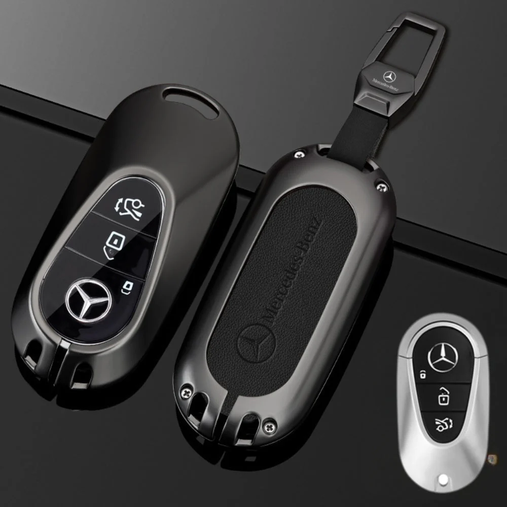 Mercedes Benz Alloy + Leather Protection Car Key Fob Case Cover For Benz A, B, C, E, S, G-Class, GLA, GLB, GLC, GLE, GLS, CLA, CLS, EQC - Image 6