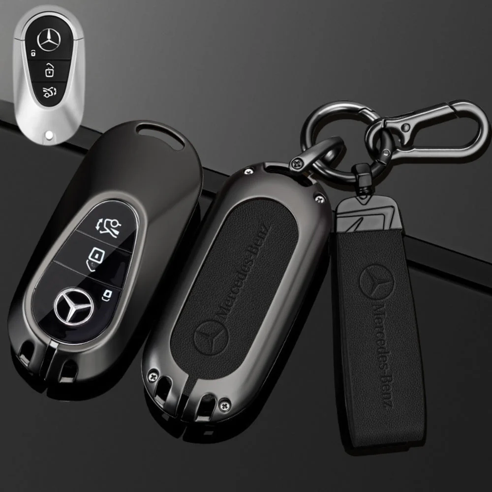 Mercedes Benz Alloy + Leather Protection Car Key Fob Case Cover For Benz A, B, C, E, S, G-Class, GLA, GLB, GLC, GLE, GLS, CLA, CLS, EQC - Image 7