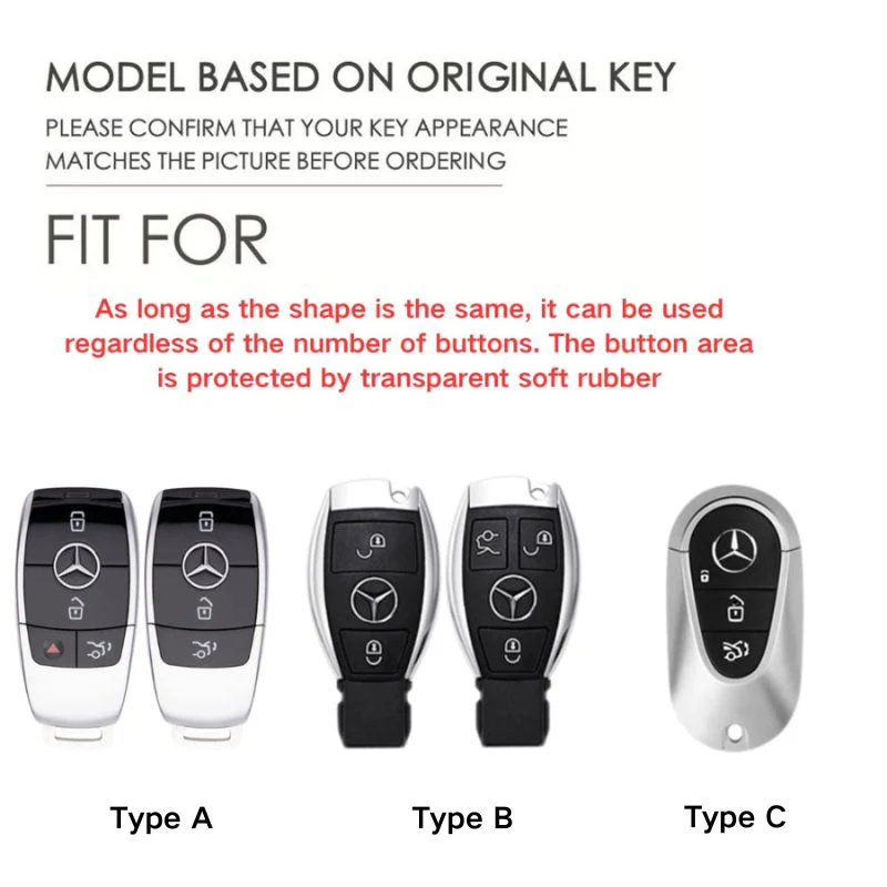 Mercedes Benz Alloy + Leather Protection Car Key Fob Case Cover For Benz A, B, C, E, S, G-Class, GLA, GLB, GLC, GLE, GLS, CLA, CLS, EQC - Image 8