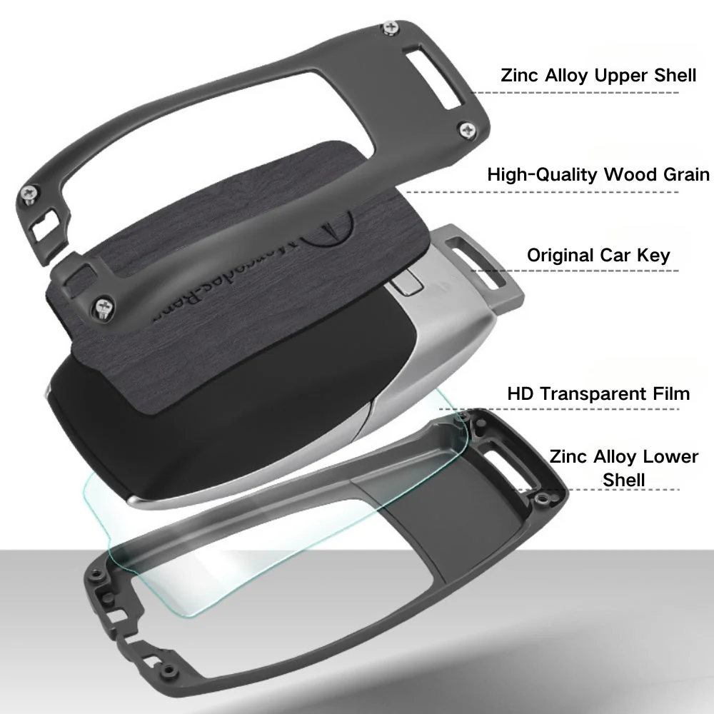 Mercedes Benz Alloy + Leather Protection Car Key Fob Case Cover For Benz A, B, C, E, S, G-Class, GLA, GLB, GLC, GLE, GLS, CLA, CLS, EQC - Image 9