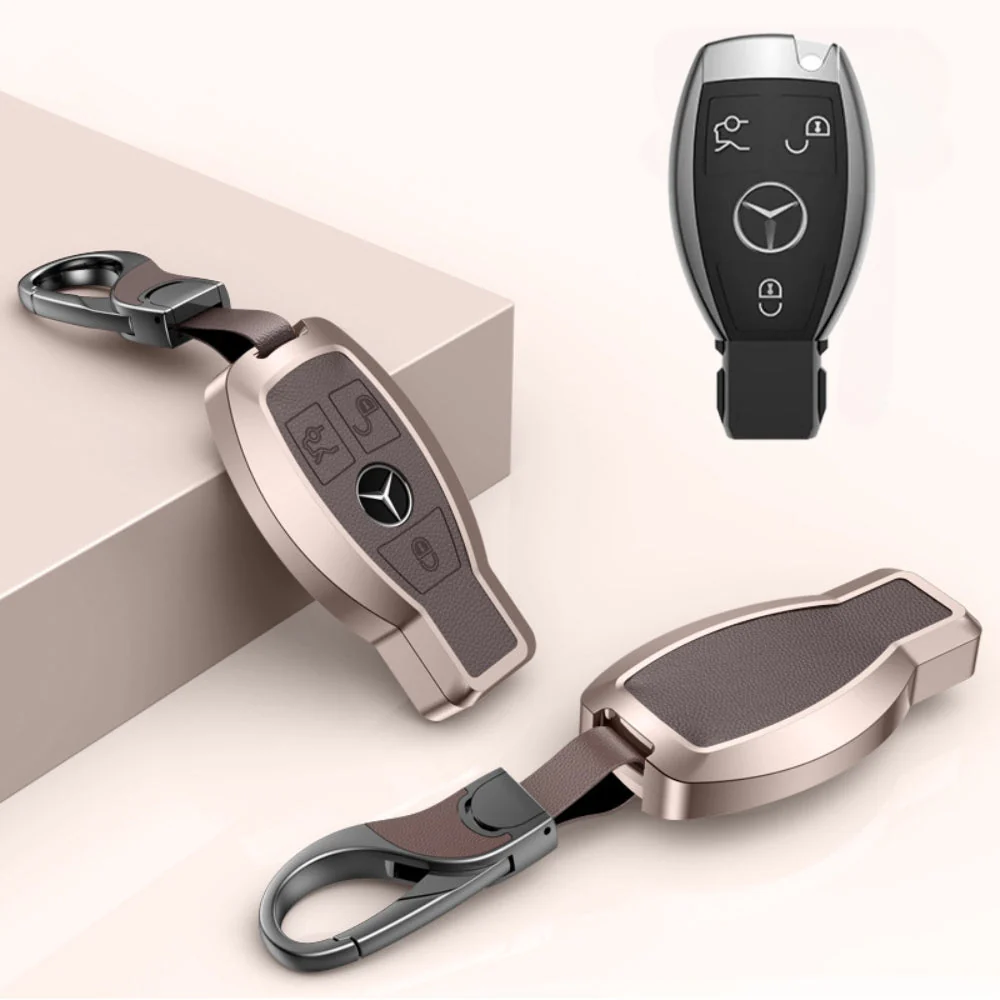 Mercedes Benz Aluminum Alloy Leather Car Key Fob Protection Case Cover For Benz A, C, E, S, G-Class, GLA, GLB, GLC, GLE, GLS, CLA, CLS, EQC - Image 12