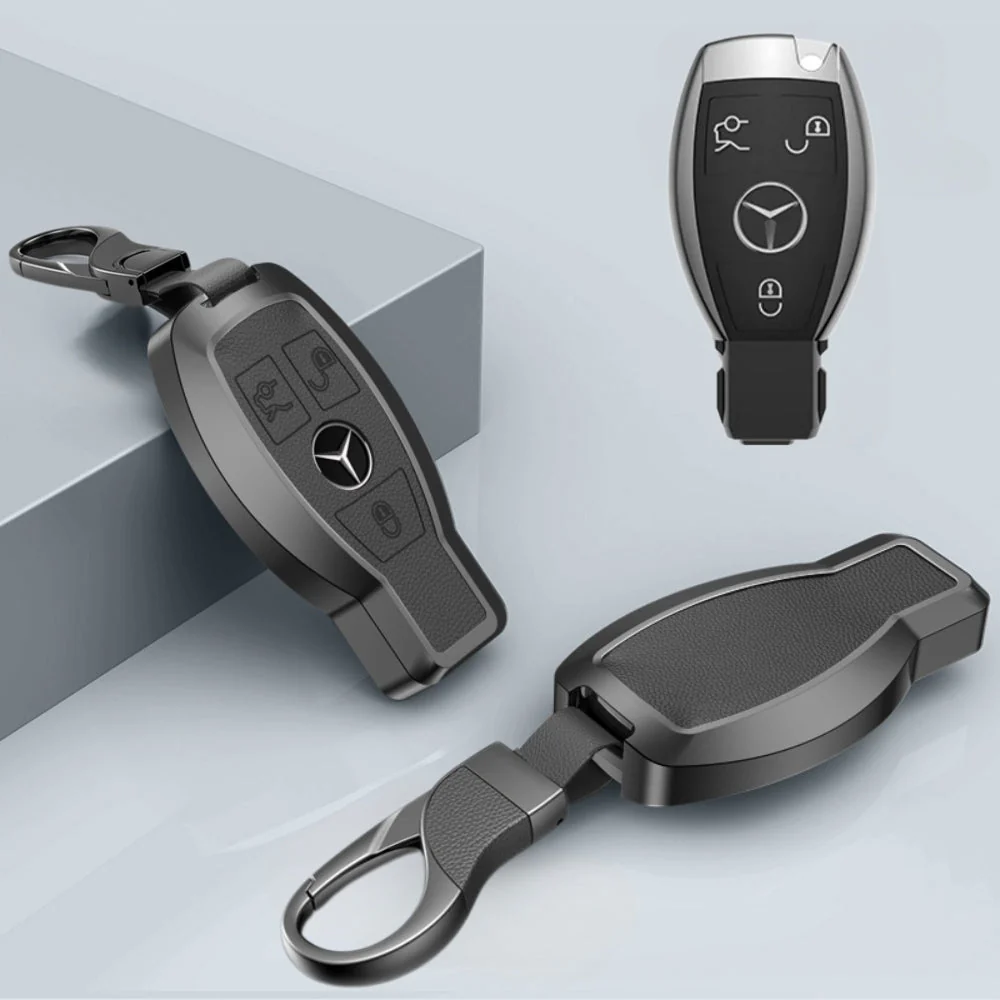 Mercedes Benz Aluminum Alloy Leather Car Key Fob Protection Case Cover For Benz A, C, E, S, G-Class, GLA, GLB, GLC, GLE, GLS, CLA, CLS, EQC - Image 13