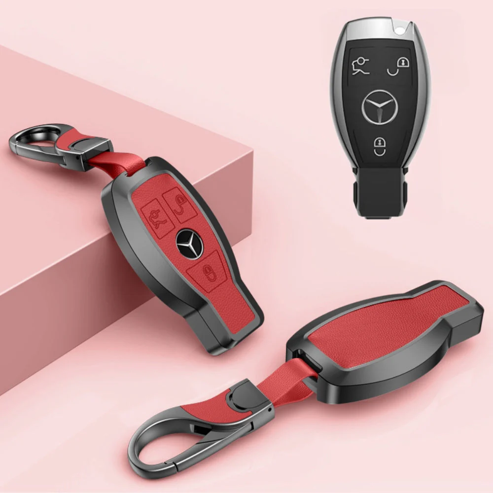 Mercedes Benz Aluminum Alloy Leather Car Key Fob Protection Case Cover For Benz A, C, E, S, G-Class, GLA, GLB, GLC, GLE, GLS, CLA, CLS, EQC - Image 14